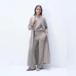 White + Warren Cashmere Long Robe Grey Heather 16804